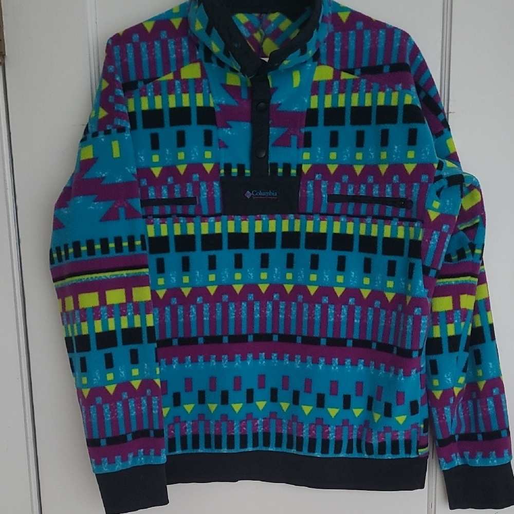 Columbia 80s Multicolor Neon Retro Fleece!